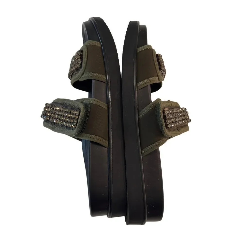 ✨Chelsea & Violet Rhinestone Embellished Camo Velcro Slide Sandals ✨ Size: 7.5